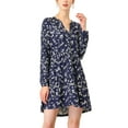 thumbnail image 1 of INSPIRE CHIC Robe Décontractée à Manches Longues et Col en V à Fleurs pour Femmes avec Taille Cintrée, 1 of 6