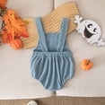 thumbnail image 5 of Pandaie Newborn Infant Baby Corduroy Clothes Outfits Pumpkin Spooky Print Romper Boys Girls Suspenders Jumpsuit for Festival Blue,3-6 Months, 5 of 6