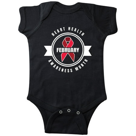 

Inktastic Heart Health Awareness Month February with Red Ribbon Badge Gift Baby Boy or Baby Girl Bodysuit
