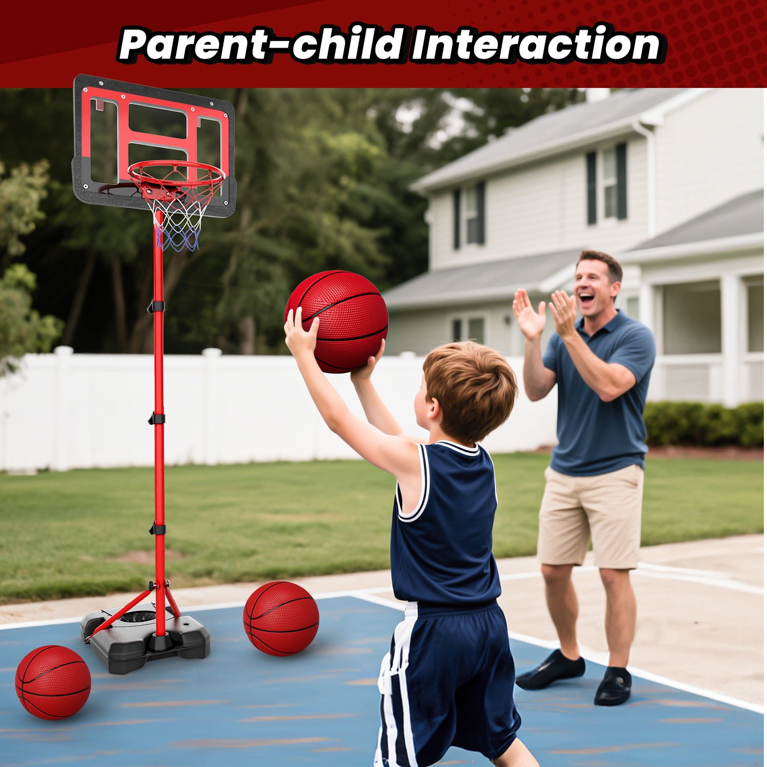 JoyStone Kids Basketball Hoop with Stand, Adjustable Height 3.5FT-6.2FT Toddler Basketball Goal Indoor Outdoor Sport Game Gifts for Boys