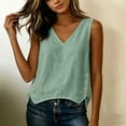 thumbnail image 4 of WRFWUL Womens Cotton Linen Sleeveless Tank Tops V-Neck Side Button Slit Hem Blouses Summer Casual Dressy Outfits, 4 of 6