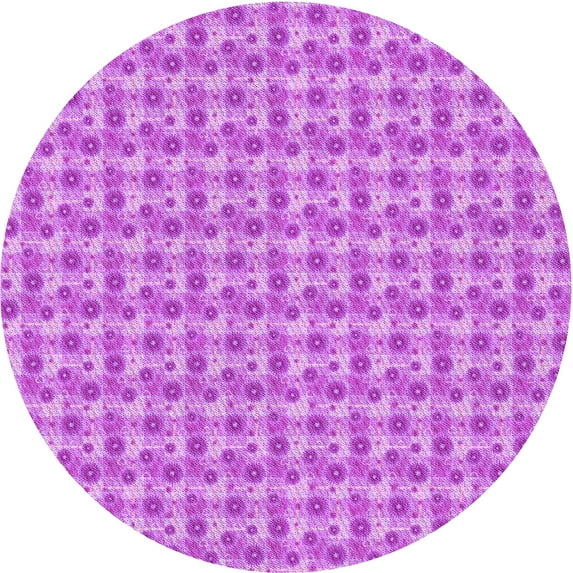 Ahgly Company Machine Washable Indoor Round Transitional Violet Purple Area Rugs, 3' Round