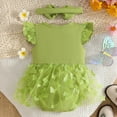 thumbnail image 4 of Gubotare Baby Smocked Romper Newborn Baby Girl Summer Clothes Short Sleeve Jumpsuit Romper Infant Outfit 0 3 6 9 12 18 24 Months (Green,9-12 Months), 4 of 4