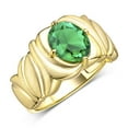thumbnail image 4 of RYLOS Rings for Women 14K Yellow Gold Ring Solitaire 9X7MM Oval Gemstone with Satin Finish Band May Emerald Jewelry Size 9, 4 of 8