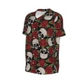 thumbnail image 2 of Rocae Red Rose Skull for Breathable Men's Baseball T-Shirt Fashionable Casual Baseball Jersey, Moisture-wicking Sportswear X-Large, 2 of 9