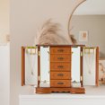 thumbnail image 3 of Solid Wood Jewelry Box Women Ring Storage with 5-Drawer,Built-in Mirror,Necklace Hook-Ring Storage, 3 of 10