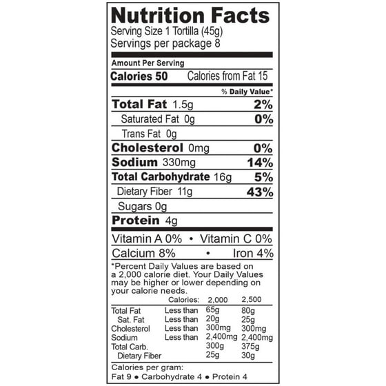 Ole Mexican Xtreme Wellness Spinach And Herbs Tortilla Wraps Nutrition