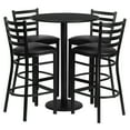thumbnail image 2 of Flash Furniture 30'' Round Black Laminate Table Set with Round Base and 4 Ladder Back Metal Barstools - Black Vinyl Seat, 2 of 4