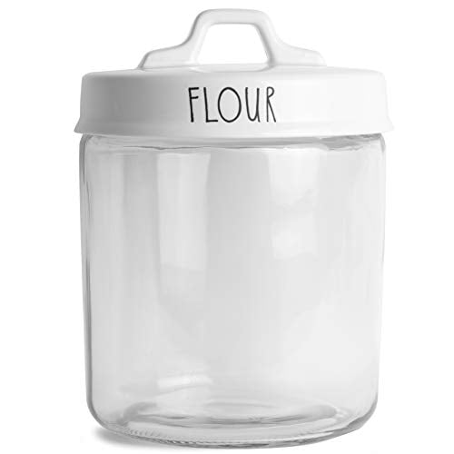 Clear Flour Wide Mouth Glass 1 Gallon Storage Jar With Double Sided White Porcelain Lid By Potterylove Com Clear Flour Wide Mouth Glass 1 Gallon, Flour Storage Jars Glass