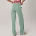 thumbnail image 4 of Women's Wide Leg Pants - Ultra Soft Casual Fashion Solid Color Long Pants with Pockets Light Green S, 4 of 7