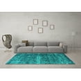 thumbnail image 3 of Ahgly Company Machine Washable Indoor Rectangle Oriental Turquoise Blue Industrial Area Rugs, 7' x 9', 3 of 4