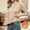 Khaki, variant on Women Long Sleeve Turtleneck, Polyester Blend Regular Fit Ribbed Knit Top for Daily Wear