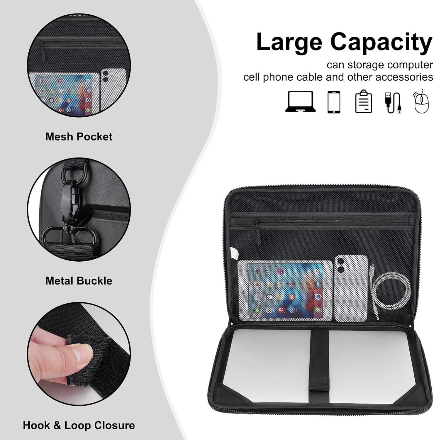 MOSISO 15.6 inch Hard Shell Laptop Sleeve Shoulder Bag, Waterproof Shockproof Protective EVA Computer Bag Carrying Case Compatible with MacBook Pro 16, 15-16 inch Lenovo, HP, Dell, Notebook