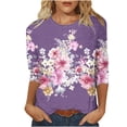 thumbnail image 1 of Camisetas de Manga Corta para las Mujeres Retro Cuello Redondo Pascua Impreso Suelto Top, Ligero Poliéster 3/4 Camiseta de Manga para el Desgaste Casual, Diario Y de Primavera, 1 of 4