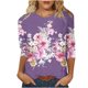 thumbnail image 1 of Camisetas de Manga Corta para las Mujeres Retro Cuello Redondo Pascua Impreso Suelto Top, Ligero Poliéster 3/4 Camiseta de Manga para el Desgaste Casual, Diario Y de Primavera, 1 of 4