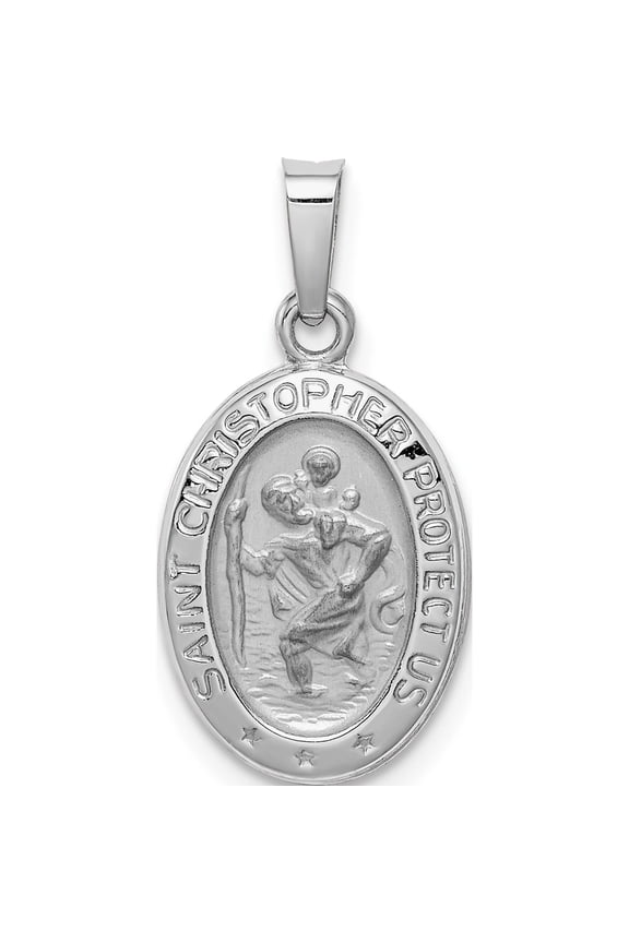 14K White Gold Saint Christopher Medal Charm (23 X 11) Made In United States xr519