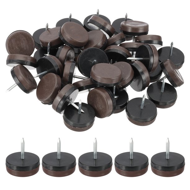 Deslizadores de Silla Uxcell, Clavos en Deslizadores de Muebles Protectores de Piso para Muebles de Madera, Patas de Mesa, Alfombra y Madera Marrón 1.2"