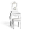thumbnail image 1 of Patiojoy Coiffeuse Miroir Table de Maquillage Style Simple Coiffeuse avec Banc Coussiné Blanc, 1 of 10