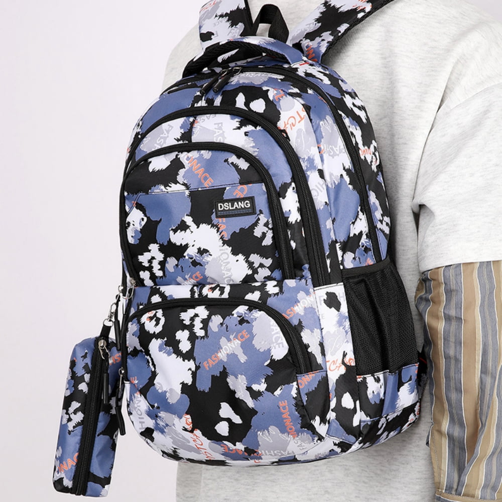 Juuar Girls Backpack with Crossbody Bag & Pencil Case, Printed School Bag Trendy Kids Bookbag School Backpack for Boys, Blue