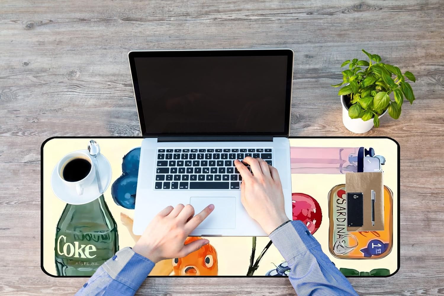 Cute Vibrant Deskpad, Patterned Collage Desktop Mouse Pad XXL, Beige Large Gaming Keyboard Pad,Funny Extra Large Desk Mat, Laptop pad, Home Office Desk Decor Aesthetic for Women 31.5"X15.7"