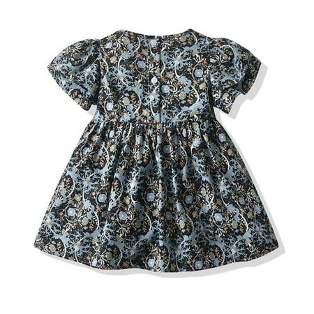 

NECHOLOGY Kids Toddler Baby Girls Spring Summer Floral Cotton Short Sleeve Princess Dress Clothes Toddler Wedding Dress Dress Black 18-24 Months