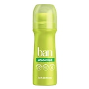 Ban Invisible Roll-on Antiperspirant and Deodorant for Women and Men, Unscented, 3.5 oz