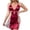 Wine, variant on PBFRDSJ Women's Lingerie V Neck Satin Babydoll Sleepwear Sexy Lace Chemise Side Floral Sheer Nightgown