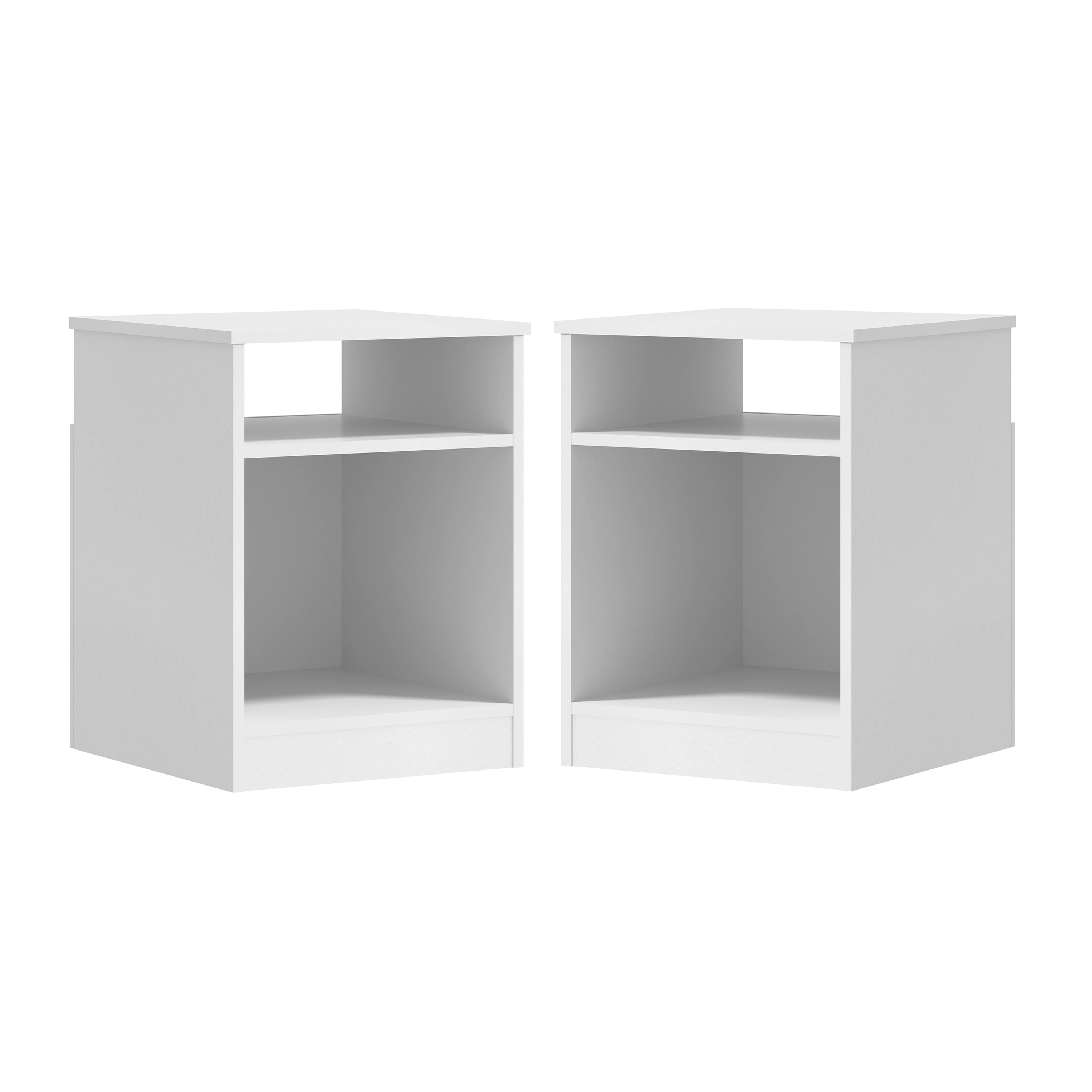 Mainstays Open Shelf Nightstand, Set of 2, White