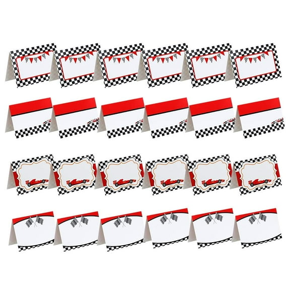 QHUDLV Party Place Cards, 24 48 Pack Race Car Food Labels, Folded Table Setting Name Tags