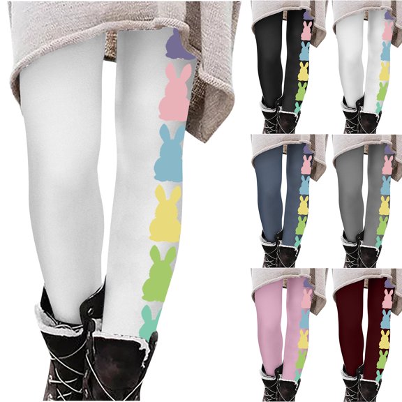Hueook Easter Womens Yoga Pants Women Pants Women's Fashion Solid Color Easter Print Leggings with Yoga Sport Elastic Pants Navy S