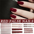 thumbnail image 4 of Misterolina Wine Red False Nails, Medium Almond Full Cover Acrylic Pr On Nails., 4 of 8