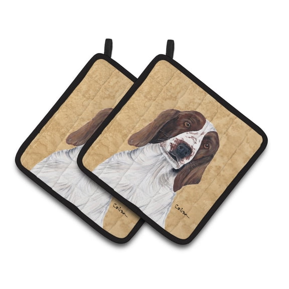 Carolines Treasures SC9131PTHD Springer Spaniel Wipe your Paws Pair of Pot Holders, 7.5HX7.5W, multicolor