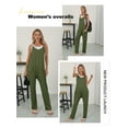 thumbnail image 3 of Nlife Women Solid Color V Neck Sleeveless Jumpsuit With Pockets, 3 of 6