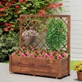 thumbnail image 2 of Costway 1 PCS 40" Tall Wooden Raised Garden Bed with Lattice Trellis for Climbing Vine Flower Orange, 2 of 9