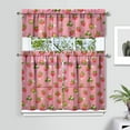 thumbnail image 2 of Fresh Strawberry Kitchen Curtains Set - 3 Piece Rod Pocket Tier Curtains with Floral Accents, 2 of 5