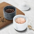 thumbnail image 4 of Marble Salt Cellar with Lid, Multi-Purpose Marble Container for Salt, Pepper, Paprika and Powdered Herbs, Marble Box for Jewelry, Watches and Accessories (Set of 2, Black & White), 4 of 9