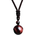 thumbnail image 4 of Lucky Natural Crystal Black Obsidian Tiger Eye Stone Bead Pendant Necklace Energy Healing Adjustable Braided Rope Cord Necklace for Women Men Protection Jewelry Gift, 4 of 5