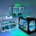 thumbnail image 3 of Betta Fish Tanks, Mini Fish Tank, Stackable Mini Fish Tank Aquarium Tank Kit, with Starfish Coral Decoration, Aquarium Gravel Decoration, Cube Tank for Office and Home Desk(Pink), 3 of 8