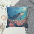 thumbnail image 2 of Blue Whale Square Cushion Covers  Ocean Whale Throw Pillow Covers Underwater Sea Animal Pillow Covers, 2 of 5