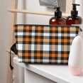 thumbnail image 5 of Picia Orange Plaid Printed Leather Travel Toiletry Bag,Cosmetic Organizer, Makeup Travel Bag, Durable Travel Pouch, Compact Toiletry Bag, Travel Accessories, 5 of 6