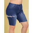thumbnail image 1 of Cordones arriba dobladillo crudo más tamaño biker denim shorts Rosegal Pantalones cortos de talla grande, 1 of 5