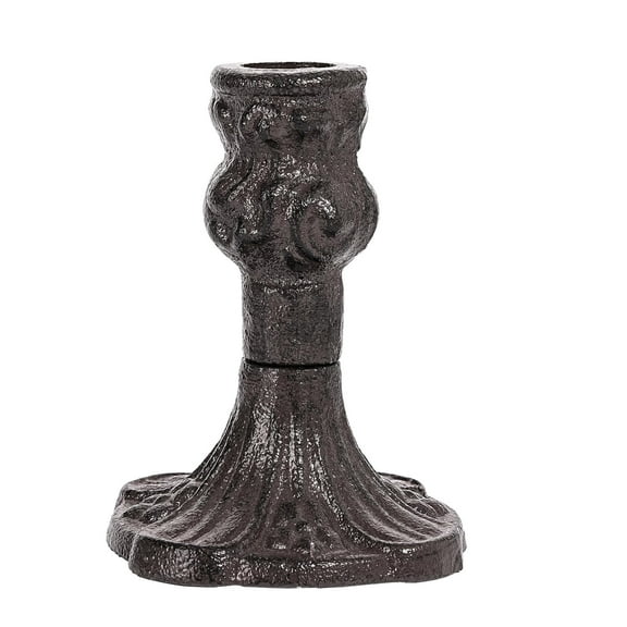 Sungmor Vintage Black Cast Iron Candle Holder, 4.4" Tall Decorative Rustic Taper Candle Stand, Heavy Antique-Style Candlestick for Table Centerpiece, Fireplace Mantel, or Farmhouse Home Decor