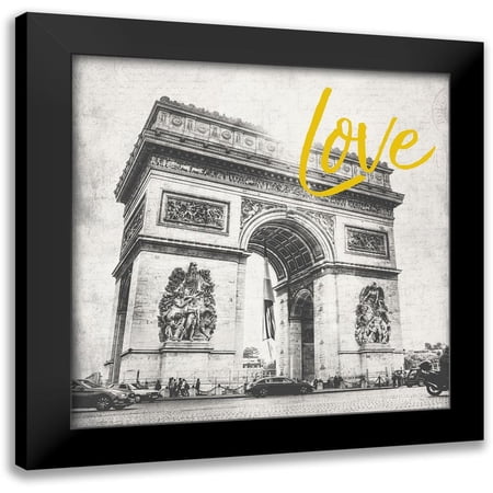 Grey, Jace 12x12 Black Modern Framed Museum Art Print Titled - Paris Arch Yellow