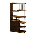 thumbnail image 4 of 5Tier Bookshelf Storage Rack, Bookcase Storage Shelves with Enclosed Storage Cabinet, Display Storage for Living Room, Home Office, Kitchen, Black+Brown, 4 of 9