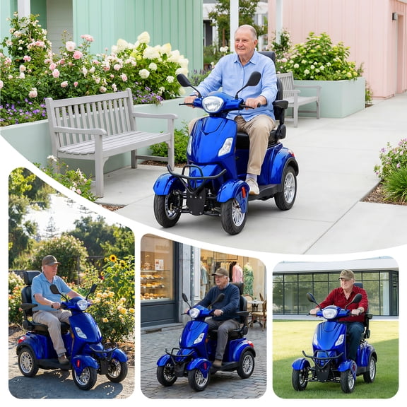 SUNDERWELL Electric Heavy Duty Mobility Scooters, Large 4-Wheels Wheelchair Device, 400 LBS Capacity for Seniors & Adults, Speed Adjust, Remote Key, Ship Fully Assembled and Ready to Ride