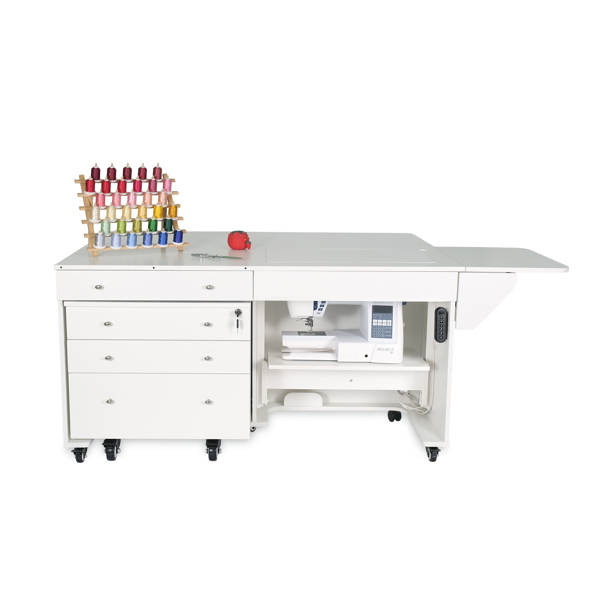 Kangaroo & Joey Dual Rail Electric Sewing Cabinet - Ash White