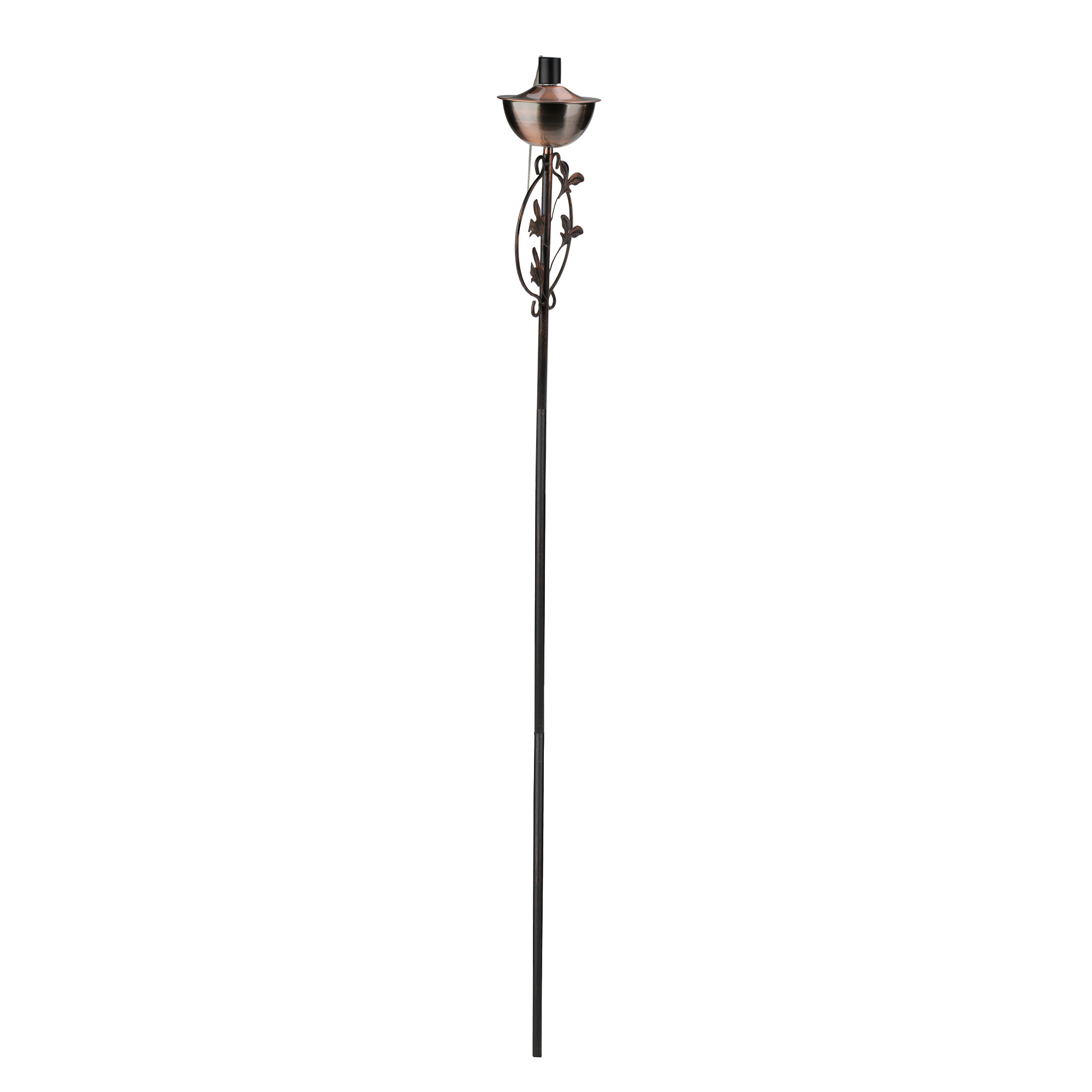 Northlight 64.5" Floral Motif Garden Oil Lamp Outdoor Patio Torch - Brushed Copper