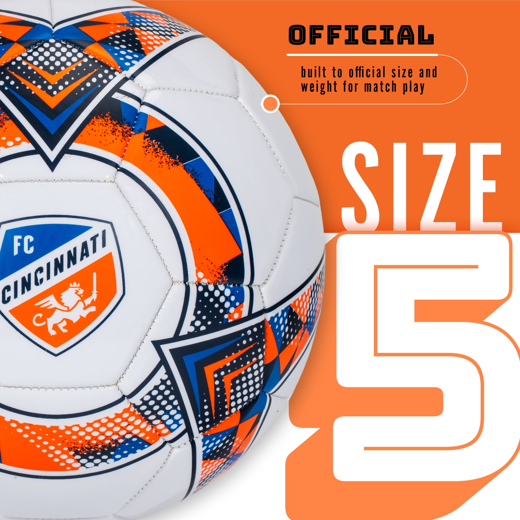 Franklin Sports MLS FC Cincinnati Soccer Ball - Official Size 5 Soccer Ball - Regulation Size + Weight Soccer Ball for Kids + Adults - Boys + Girls Soccer Ball - Air Pump Included