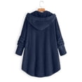 thumbnail image 4 of Idoravan Winter Coats for Women Plus Size Clearance Fashion Women's Button V-Neck Pullover Tops Long Sleeve Hooded Blouse Ciat Navy L, 4 of 4