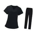 thumbnail image 3 of yuksok Woman Black Scrubs Set Work Uniforms Top and Pants for Pet Workers Size L, 3 of 9